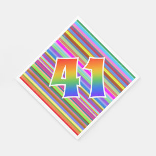 Colorful Stripes + Rainbow Pattern "41" Event # Napkins