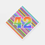 [ Thumbnail: Colorful Stripes + Rainbow Pattern "42" Event # Napkins ]