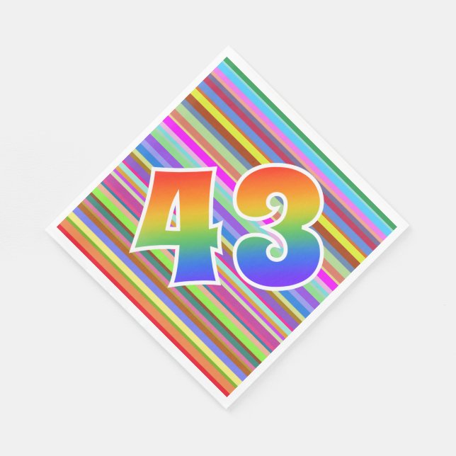 Colorful Stripes + Rainbow Pattern "43" Event # Napkins (Corner)