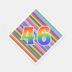 Colorful Stripes + Rainbow Pattern "46" Event # Napkins