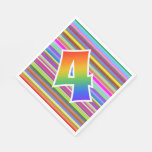 [ Thumbnail: Colorful Stripes + Rainbow Pattern "4" Event # Napkins ]