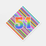 [ Thumbnail: Colorful Stripes + Rainbow Pattern "51" Event # Napkins ]