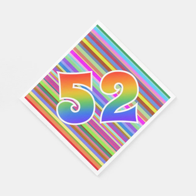 Colorful Stripes + Rainbow Pattern "52" Event # Napkins (Corner)