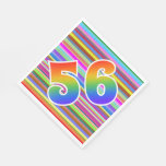 [ Thumbnail: Colorful Stripes + Rainbow Pattern "56" Event # Napkins ]