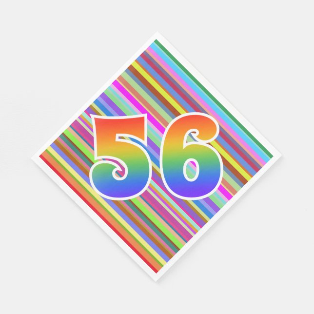 Colorful Stripes + Rainbow Pattern "56" Event # Napkins (Corner)