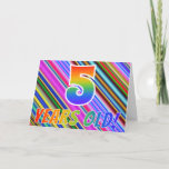 [ Thumbnail: Colorful Stripes + Rainbow Pattern "5 Years Old!" Card ]