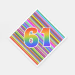 [ Thumbnail: Colorful Stripes + Rainbow Pattern "61" Event # Napkins ]