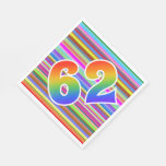 [ Thumbnail: Colorful Stripes + Rainbow Pattern "62" Event # Napkins ]