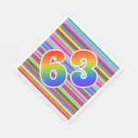[ Thumbnail: Colorful Stripes + Rainbow Pattern "63" Event # Napkins ]