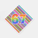 [ Thumbnail: Colorful Stripes + Rainbow Pattern "67" Event # Napkins ]