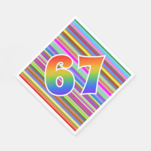 Colorful Stripes + Rainbow Pattern "67" Event # Napkins