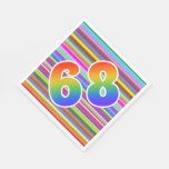 [ Thumbnail: Colorful Stripes + Rainbow Pattern "68" Event # Napkins ]