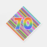 [ Thumbnail: Colorful Stripes + Rainbow Pattern "70" Event # Napkins ]