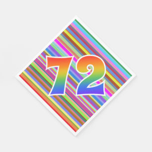 Colorful Stripes + Rainbow Pattern "72" Event # Napkins