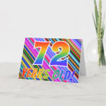 [ Thumbnail: Colorful Stripes + Rainbow Pattern "72 Years Old!" Card ]
