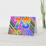 [ Thumbnail: Colorful Stripes + Rainbow Pattern "73 Years Old!" Card ]