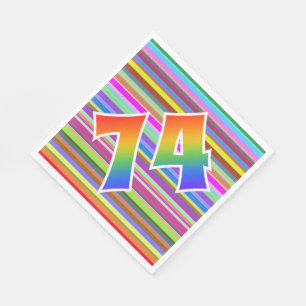 Colorful Stripes + Rainbow Pattern "74" Event # Napkins