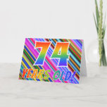 [ Thumbnail: Colorful Stripes + Rainbow Pattern "74 Years Old!" Card ]
