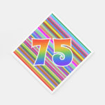 [ Thumbnail: Colorful Stripes + Rainbow Pattern "75" Event # Napkins ]