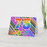 [ Thumbnail: Colorful Stripes + Rainbow Pattern "75 Years Old!" Card ]