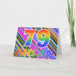 [ Thumbnail: Colorful Stripes + Rainbow Pattern "79 Years Old!" Card ]