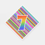 [ Thumbnail: Colorful Stripes + Rainbow Pattern "7" Event # Napkins ]
