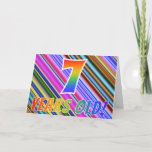[ Thumbnail: Colorful Stripes + Rainbow Pattern "7 Years Old!" Card ]