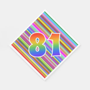 Colorful Stripes + Rainbow Pattern "81" Event # Napkins