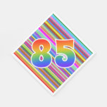 [ Thumbnail: Colorful Stripes + Rainbow Pattern "85" Event # Napkins ]