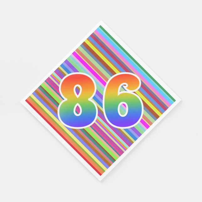 Colorful Stripes + Rainbow Pattern "86" Event # Napkins (Corner)