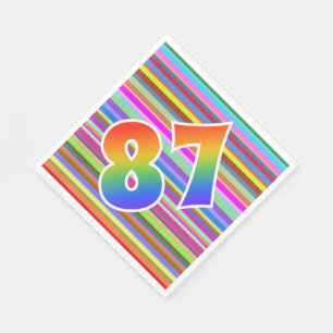 Colorful Stripes + Rainbow Pattern "87" Event # Napkins