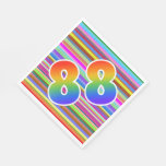 [ Thumbnail: Colorful Stripes + Rainbow Pattern "88" Event # Napkins ]