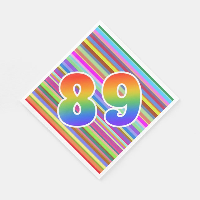 Colorful Stripes + Rainbow Pattern "89" Event # Napkins (Corner)