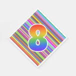 [ Thumbnail: Colorful Stripes + Rainbow Pattern "8" Event # Napkins ]
