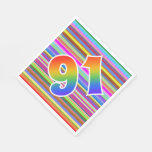 [ Thumbnail: Colorful Stripes + Rainbow Pattern "91" Event # Napkins ]