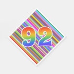[ Thumbnail: Colorful Stripes + Rainbow Pattern "92" Event # Napkins ]
