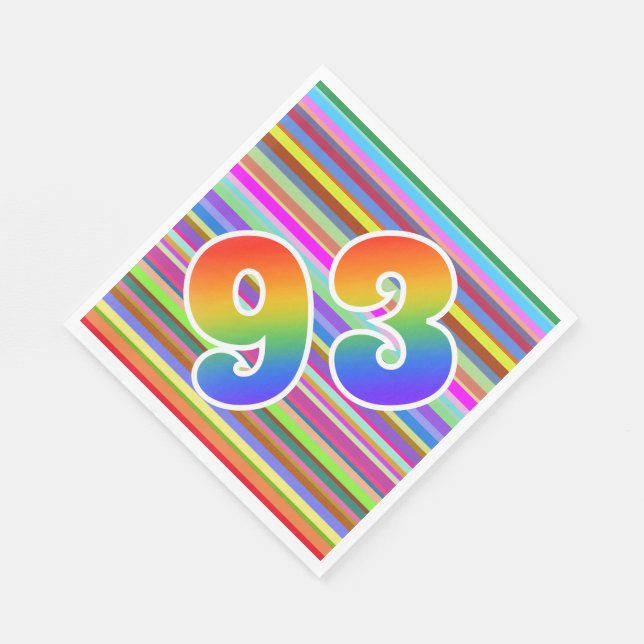 Colorful Stripes + Rainbow Pattern "93" Event # Napkins (Corner)