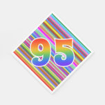 [ Thumbnail: Colorful Stripes + Rainbow Pattern "95" Event # Napkins ]