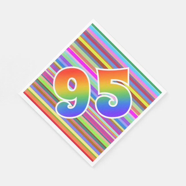 Colorful Stripes + Rainbow Pattern "95" Event # Napkins (Corner)