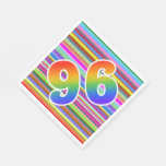 [ Thumbnail: Colorful Stripes + Rainbow Pattern "96" Event # Napkins ]
