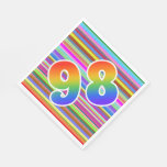 [ Thumbnail: Colorful Stripes + Rainbow Pattern "98" Event # Napkins ]