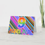 [ Thumbnail: Colorful Stripes + Rainbow Pattern "9 Years Old!" Card ]
