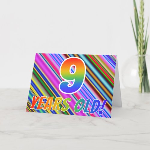 Colorful Stripes  Rainbow Pattern 9 years old Card