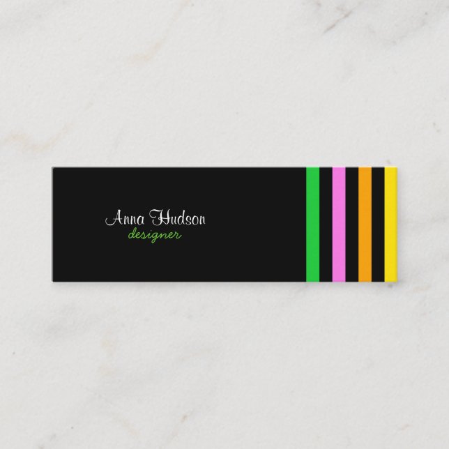 Colorful Stripes, Rainbow Stripes, Striped Pattern Mini Business Card (Front)