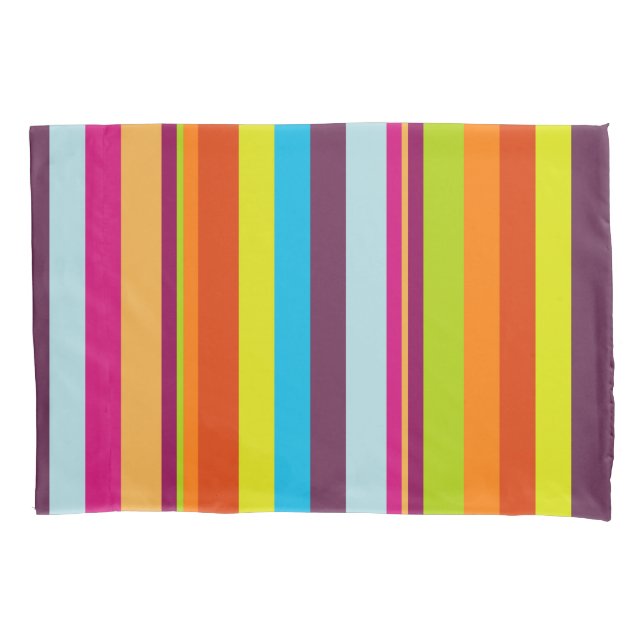 Colorful Stripes, Rainbow Stripes, Striped Pattern Pillow Case (Front)