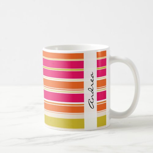Colorful Stripes Rainbow Stripes Your Name Coffee Mug