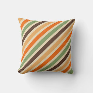 Colorful Stripes Retro Style Groovy Funky Throw Pillow