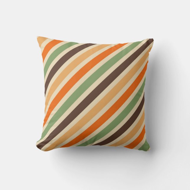 Colorful Stripes Retro Style Groovy Funky Throw Pillow (Front)