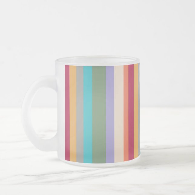 colorful stripes retro summer feel frosted glass coffee mug (Left)