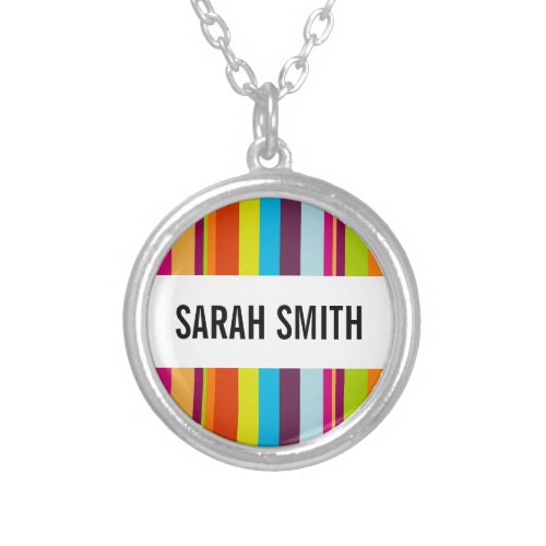 Colorful Stripes Silver Plated Necklace